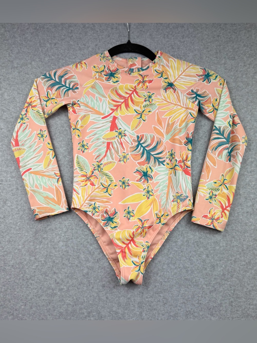 Roxy Girls One-Piece Long Sleeve Swimsuit Floral Tropical Pink Multicolor Size 6
